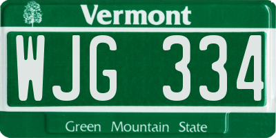 VT license plate WJG334