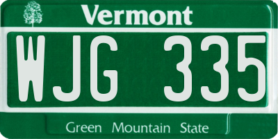 VT license plate WJG335