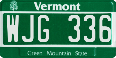 VT license plate WJG336