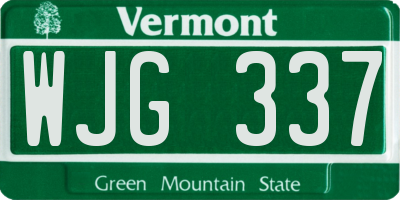 VT license plate WJG337