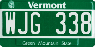 VT license plate WJG338