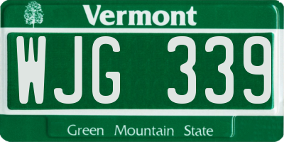 VT license plate WJG339