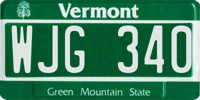 VT license plate WJG340