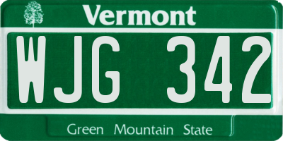 VT license plate WJG342