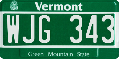 VT license plate WJG343