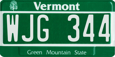 VT license plate WJG344