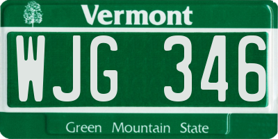VT license plate WJG346