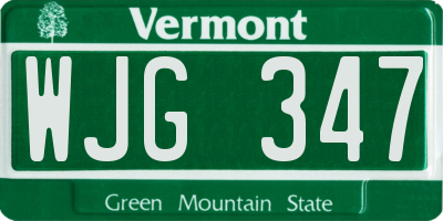 VT license plate WJG347
