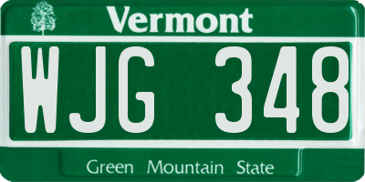 VT license plate WJG348