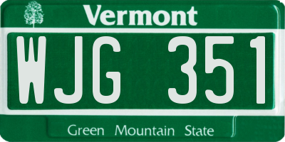 VT license plate WJG351