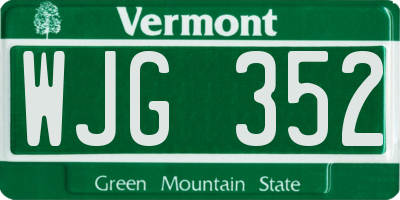 VT license plate WJG352