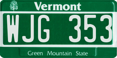 VT license plate WJG353
