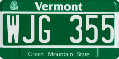 VT license plate WJG355