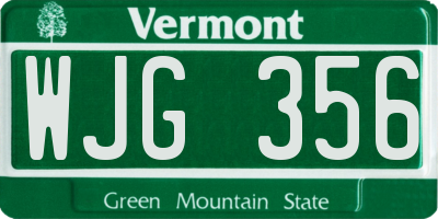 VT license plate WJG356