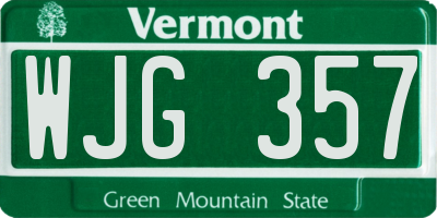VT license plate WJG357