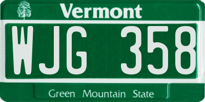 VT license plate WJG358