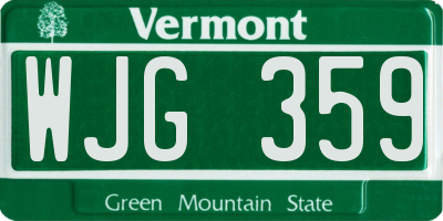 VT license plate WJG359