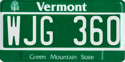 VT license plate WJG360
