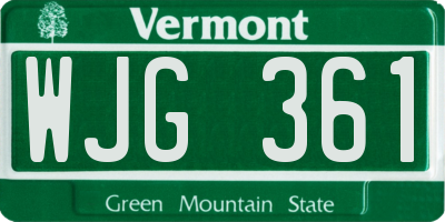 VT license plate WJG361