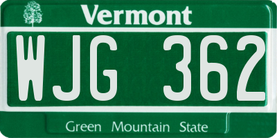 VT license plate WJG362