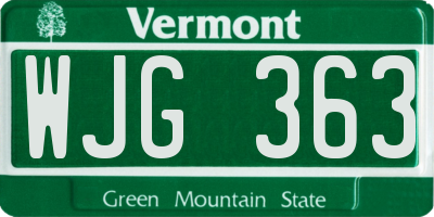 VT license plate WJG363