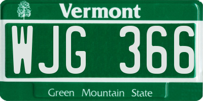 VT license plate WJG366