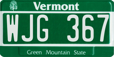 VT license plate WJG367