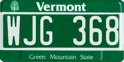 VT license plate WJG368