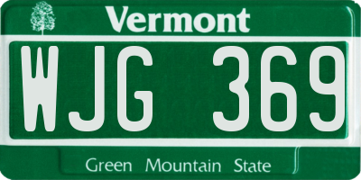 VT license plate WJG369