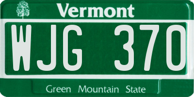 VT license plate WJG370