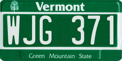 VT license plate WJG371