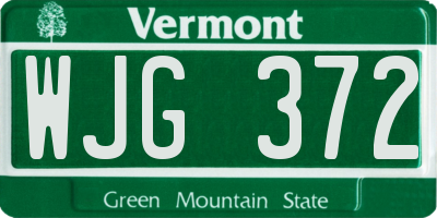 VT license plate WJG372
