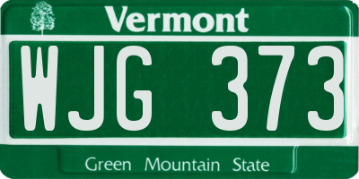 VT license plate WJG373