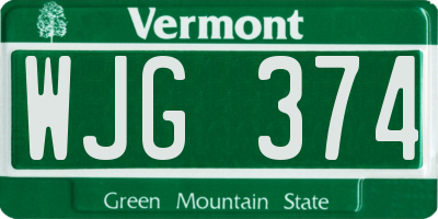 VT license plate WJG374