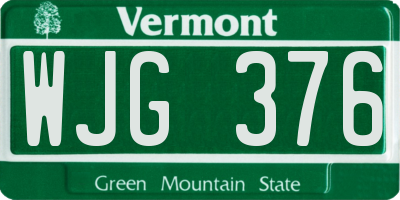 VT license plate WJG376