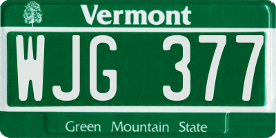 VT license plate WJG377