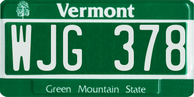 VT license plate WJG378