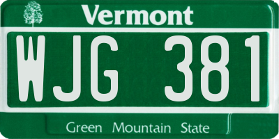 VT license plate WJG381