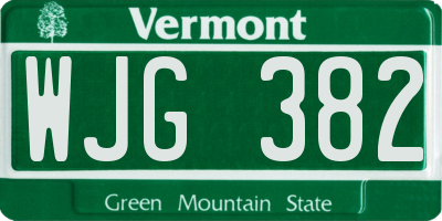 VT license plate WJG382