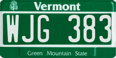 VT license plate WJG383