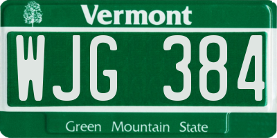 VT license plate WJG384