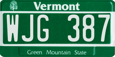 VT license plate WJG387
