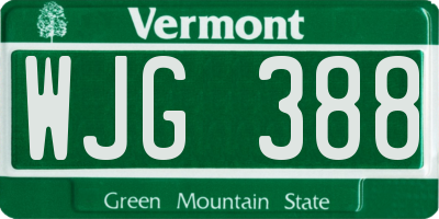 VT license plate WJG388