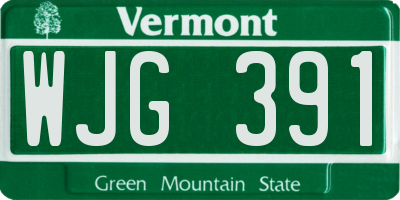 VT license plate WJG391