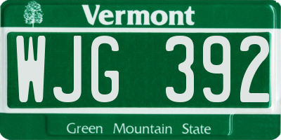 VT license plate WJG392