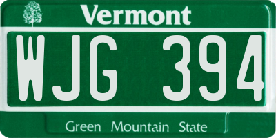 VT license plate WJG394