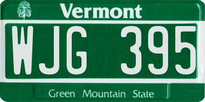 VT license plate WJG395