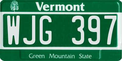 VT license plate WJG397
