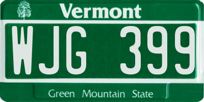 VT license plate WJG399