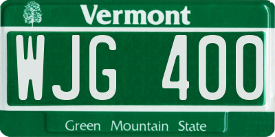 VT license plate WJG400
